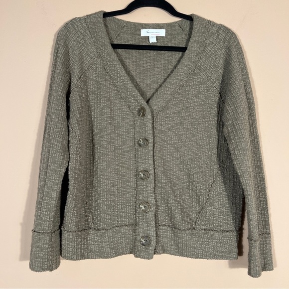 Two By Vince Camuto Olive Green/ Brown Sweater/Cardigan - Picture 1 of 7